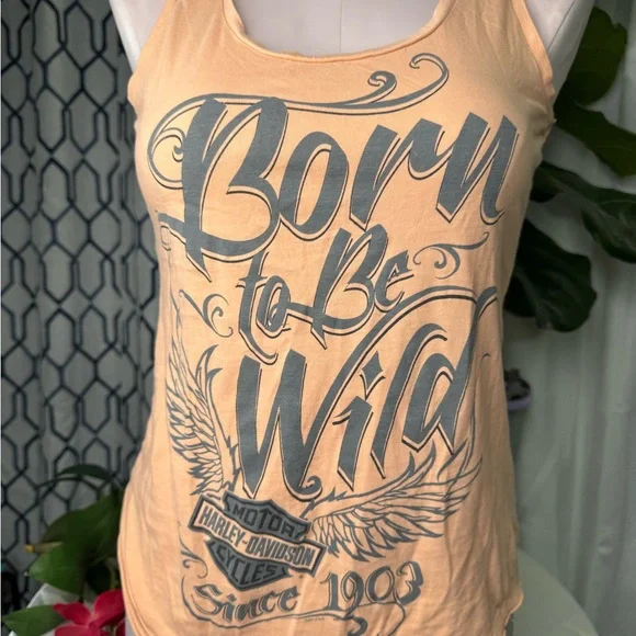 Harley-Davidson Orange Graphic Tank Top - Picture 1 of 5